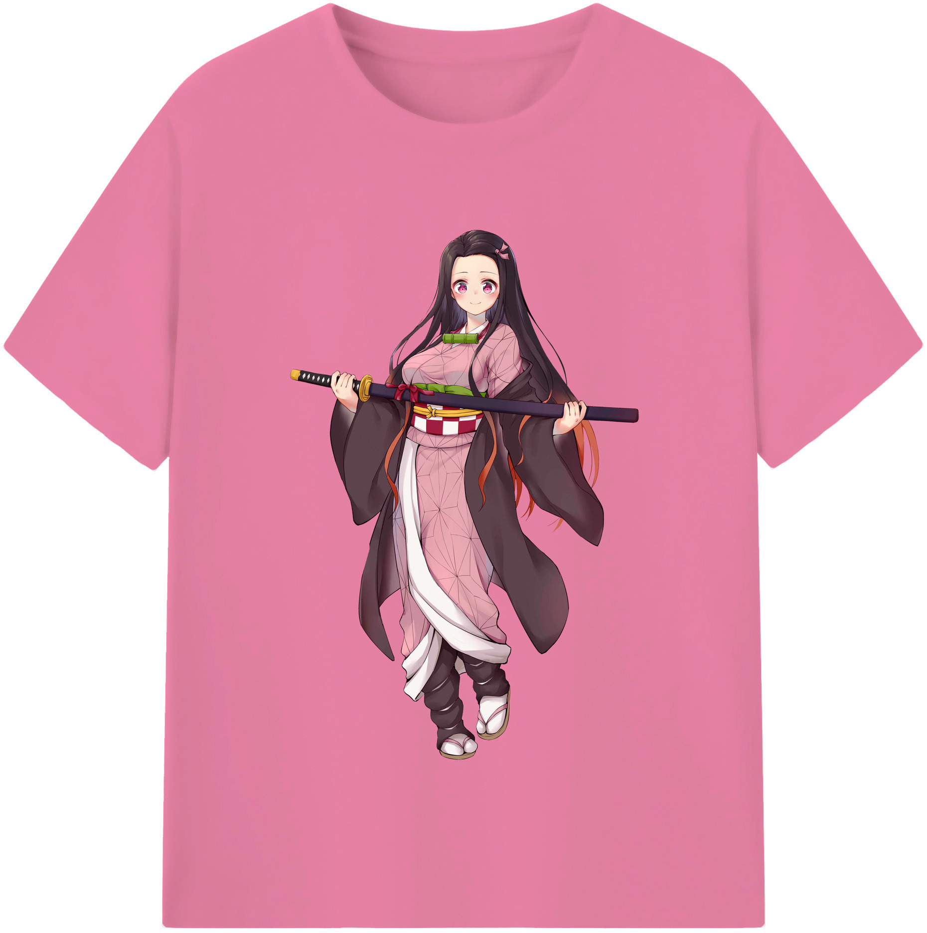 （画像用） 鬼滅の刃（きめつのやいば）竈門 禰󠄀豆子／かまど ねずこ Kamado Nezuko 綿100％半袖Tシャツ（フロントプリント）